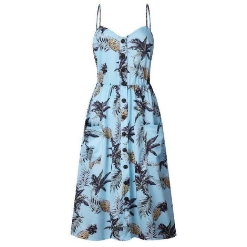 Womens Summer Midi Beach Dress/Blue